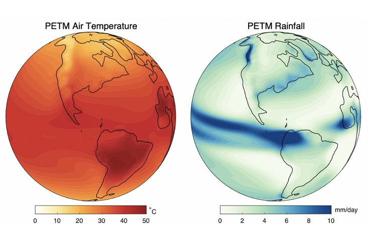 A map illustrating the estimated global temperature anomalies during the PETM highlighting the widespread warming