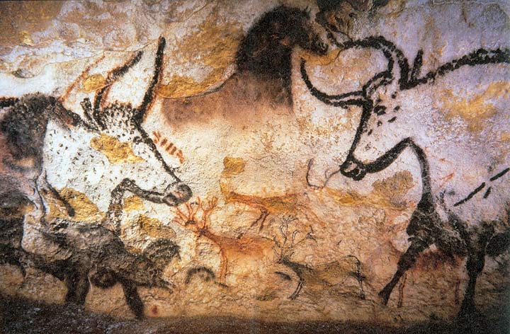 Aurochs depicted in the Lascaux cave paintings showcasing the early human fascination with horned animals