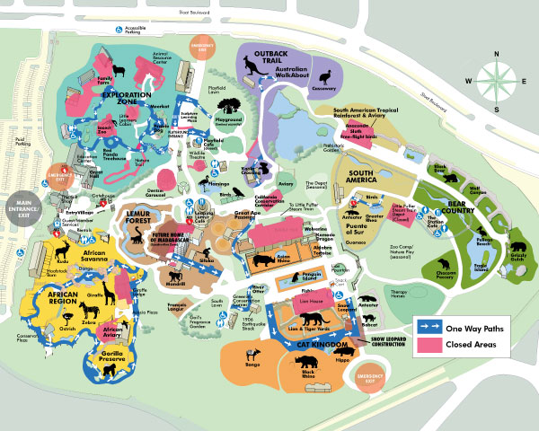 A welldesigned zoo map showing exhibit locations and pathways