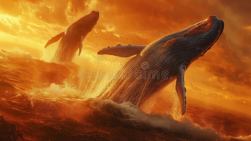 A majestic blue whale breaching the surface of the ocean