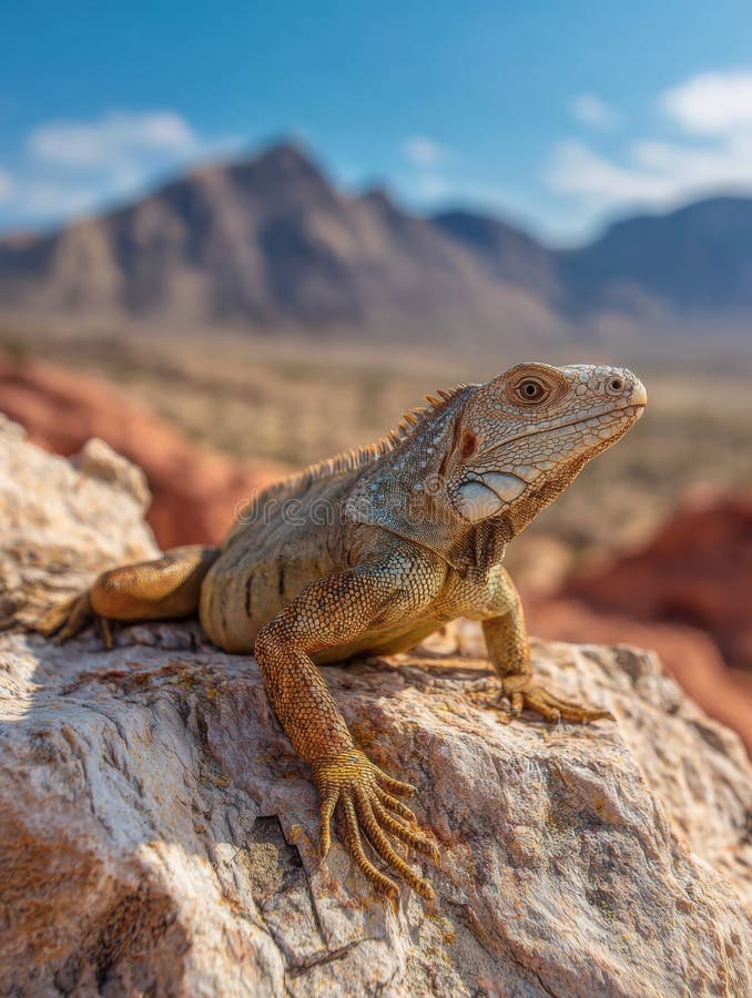 A desert iguana basking in the sun regulating its body temperature with remarkable efficiency