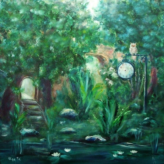 A painting depicting an owl symbolizing wisdom and mystery in a mystical forest setting