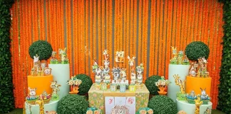 A party venue beautifully decorated with animalthemed elements