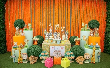 Party Animals Game: Fun-Filled Brawling with Adorable Characters A party venue beautifully decorated with animalthemed elements