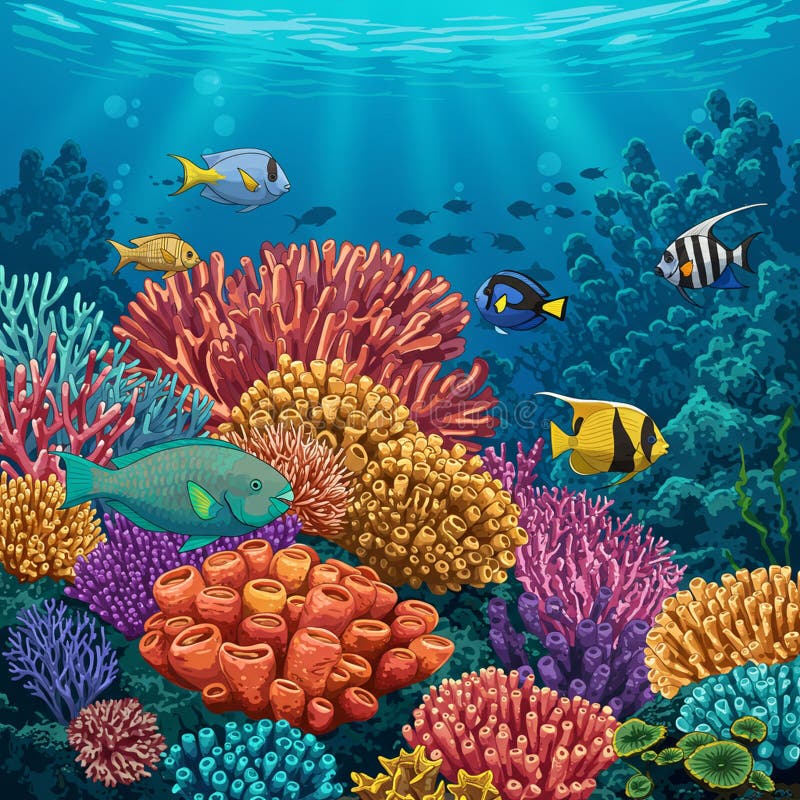 A vibrant coral reef ecosystem showcasing its biodiversity and importance
