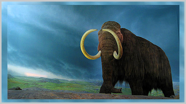 A painting depicting a variety of extinct megafauna including woolly mammoths and sabertoothed tigers illustrating the cascading effects of extinction