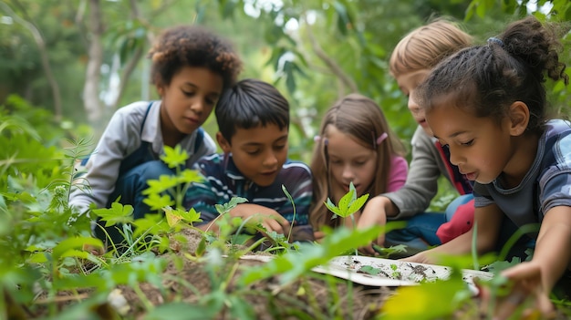 Children engaging in environmental education