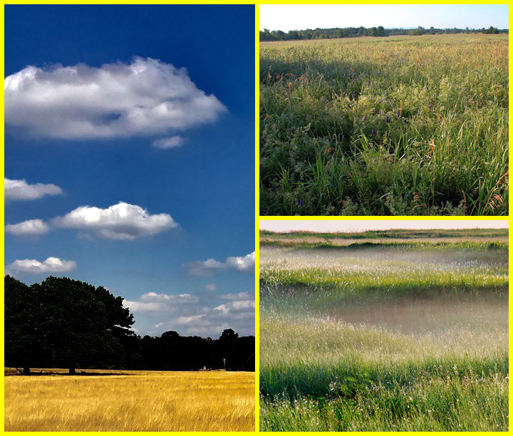 Contrast of lush spring and dry summer grasslands