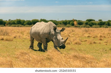 A rhinoceros in its natural habitat